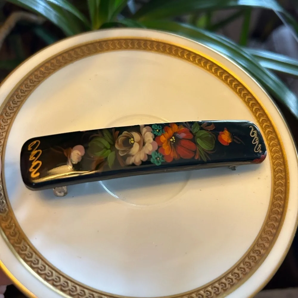 Vintage Russian Hand-Painted Barrette
